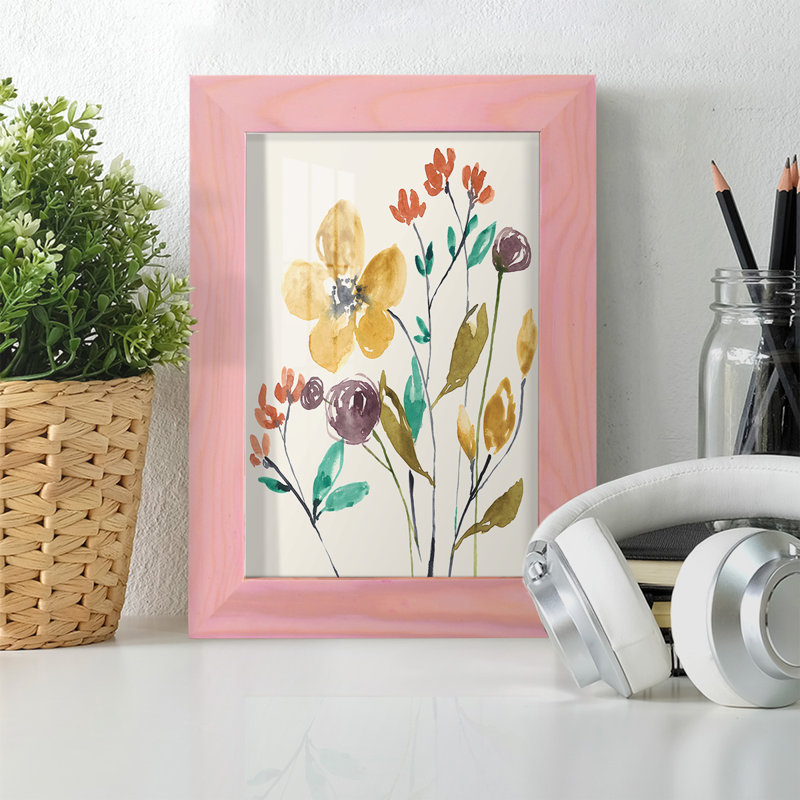 Cascio Whimsy Flowers I, reproduction d'art encadrée, H 7 po x l 5 po x P 1 po, Coucher de soleil rose