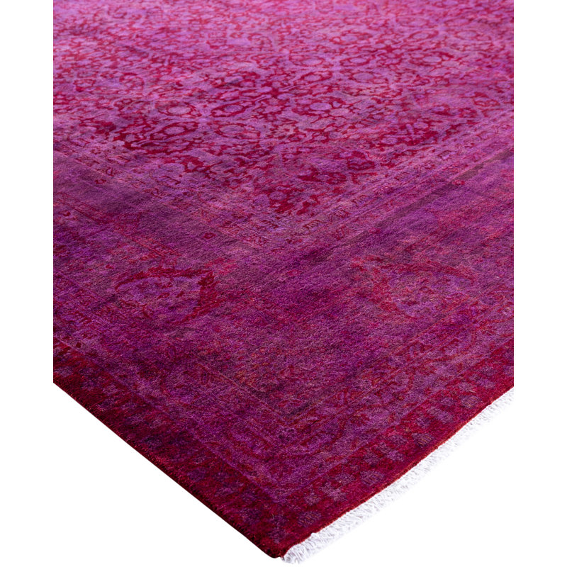 Overdyed Hand-Knotted Wool Modern-Contemporary Purple Area Rug 10' 2" x 13' 10"