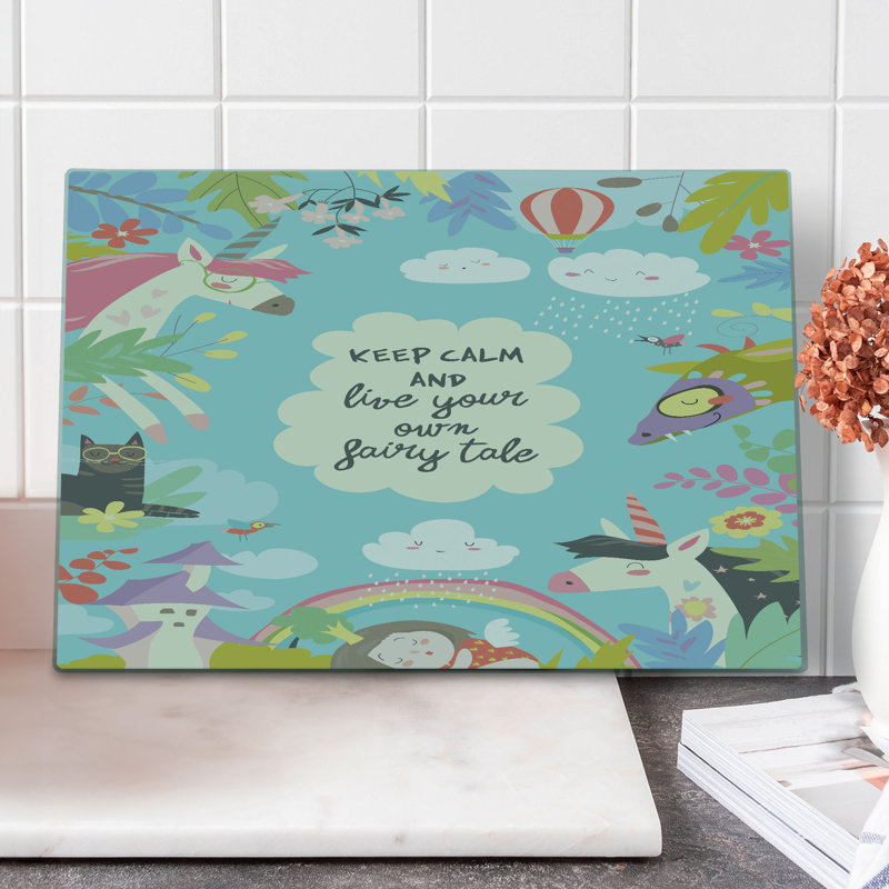 Ambesonne Saying Cutting Board Large Size Keep Calm Multicolor