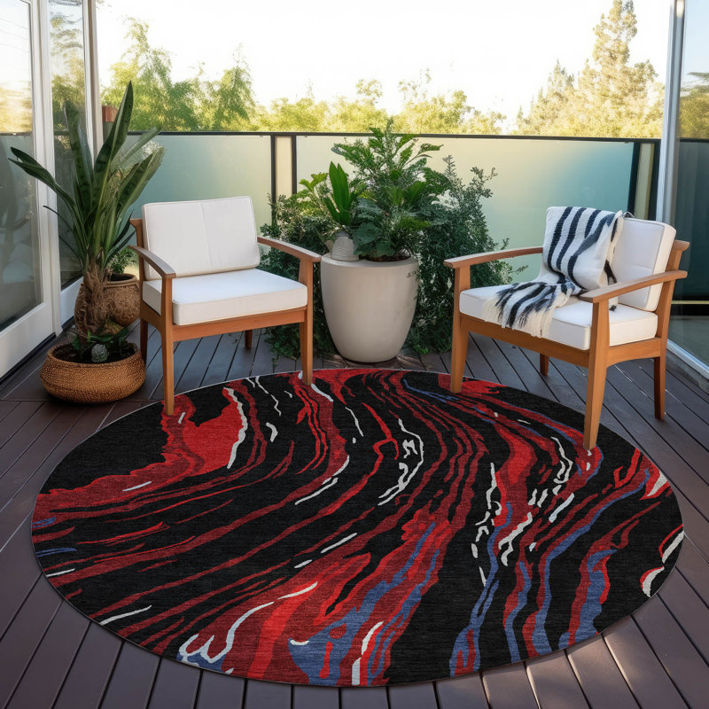Tapis noir intérieur / extérieur Aureva , 2 pi 6 po x 3 pi 10 po