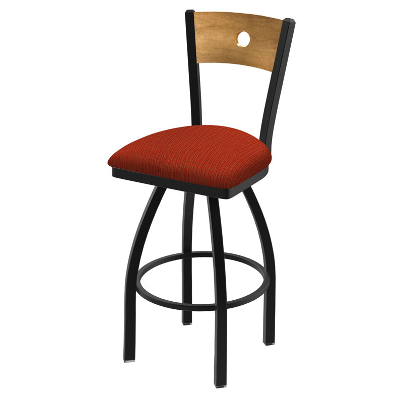 830 Voltaire Swivel Bar & Counter Stool, Medium Maple, Canter Storm Vinyl / Anodized Nickel Frame