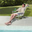 Chaise de plage à rayures vertes avec inclinaison en cinq positions, structure en aluminium et tissu en polyester 600D, capacité de charge de 100 kg