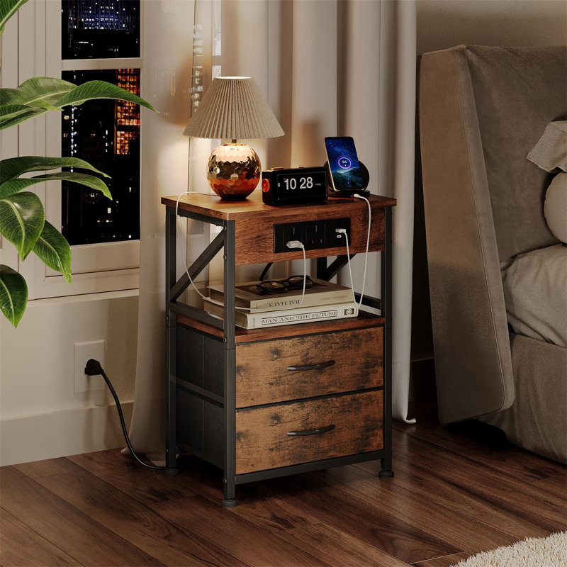 42cm W Metal Bedside Table