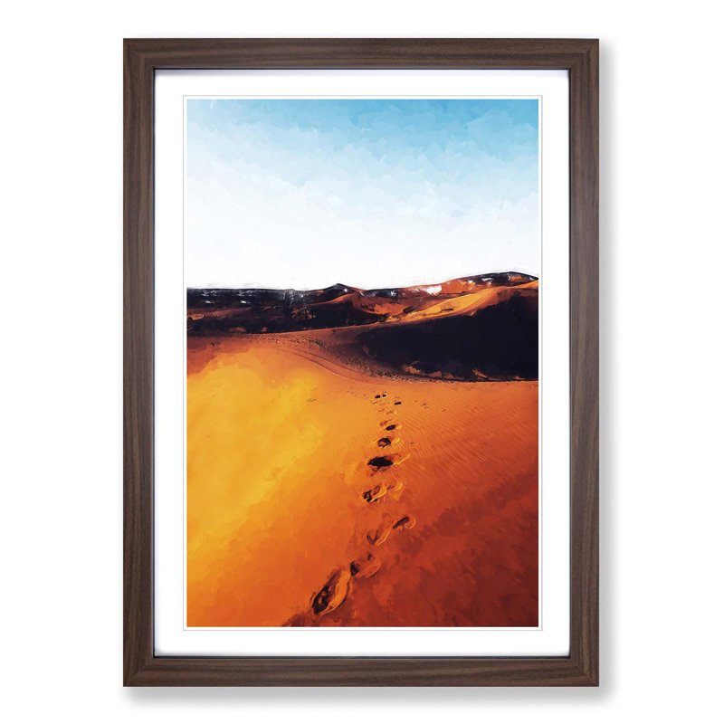 Footprints on the Desert in Morocco in Abstract - Picture Frame Graphic Art Print, 87cm H x 62cm W x 2cm D, Walnut Framed
