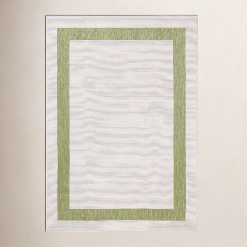Loloi Easton Green / Ivory Indoor / Outdoor Area Rug, Rectangle 5'3" x 7'6"