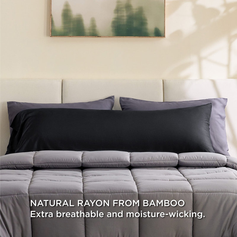 Rayon from Bamboo Pillowcase with Envelope Closure, Black, Body Pillowcase