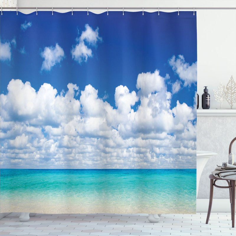 Ensemble de rideau de douche + crochets Ocean, H 75 po x l 69 po