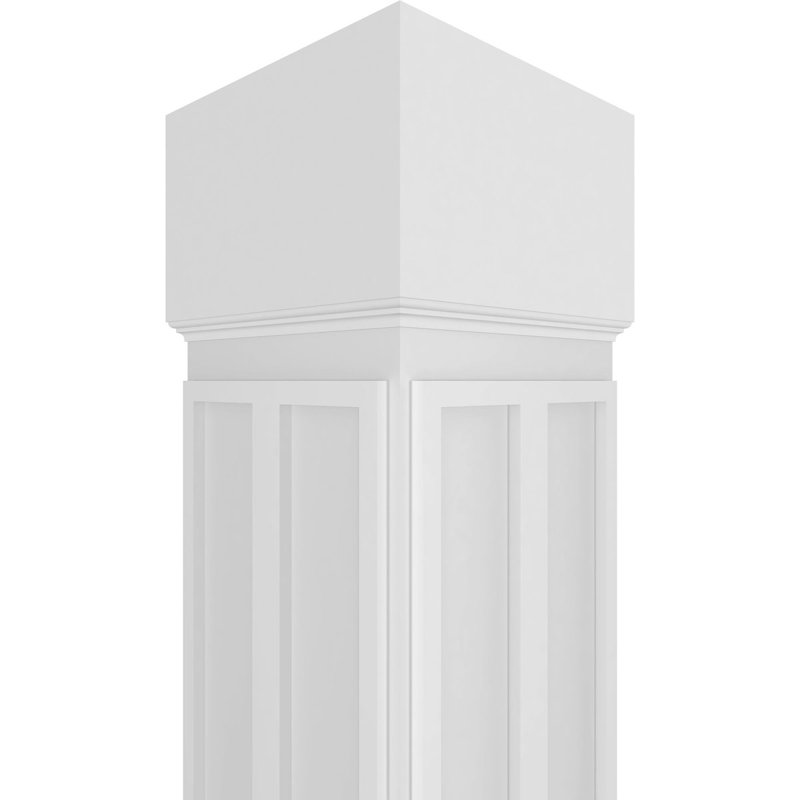Craftsman Classic Square Non-Tapered Nouveau Fretwork Column w/ Standard Capital & Base, 120" H x 11.62" W x 11.62" D