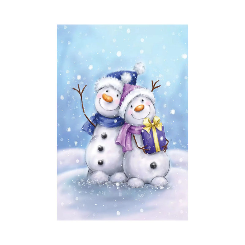 Two Snowmen V by MAKIKO - Wrapped Canvas Print, 66.04 cm H x 45.72 cm W x 1.91 cm D