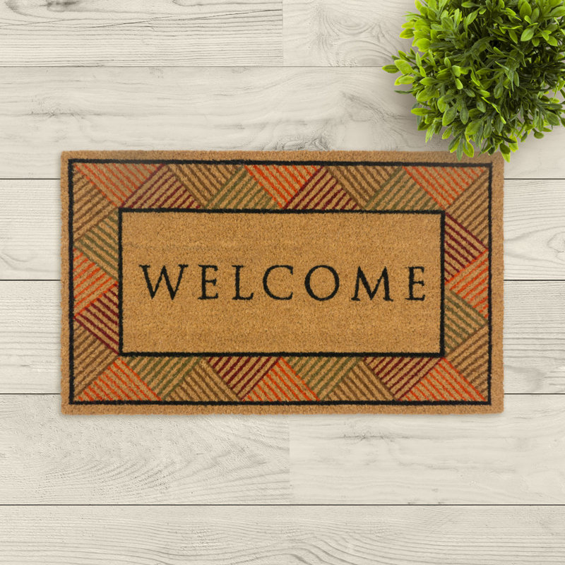 Fußmatte Cocoprint Colori - Natürliche Kokosmatte bedruckt Welcome 45 x 75 cm