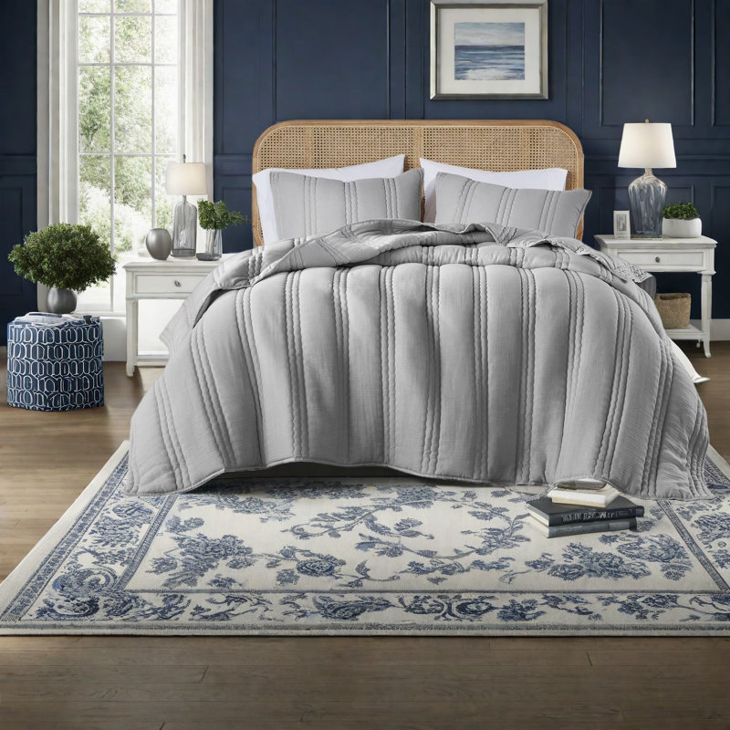 King/cal King Bedding Sets, Gray Polyester, Modern Style