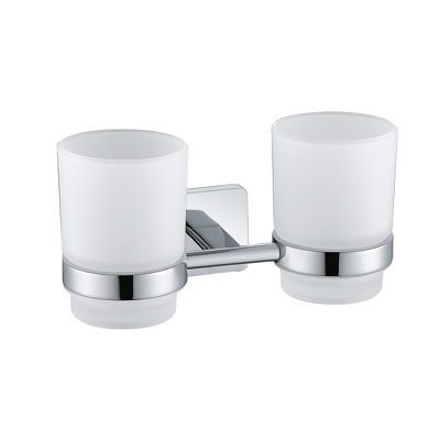 Wall Mounted Double Toothbrush Holder with Tumbler