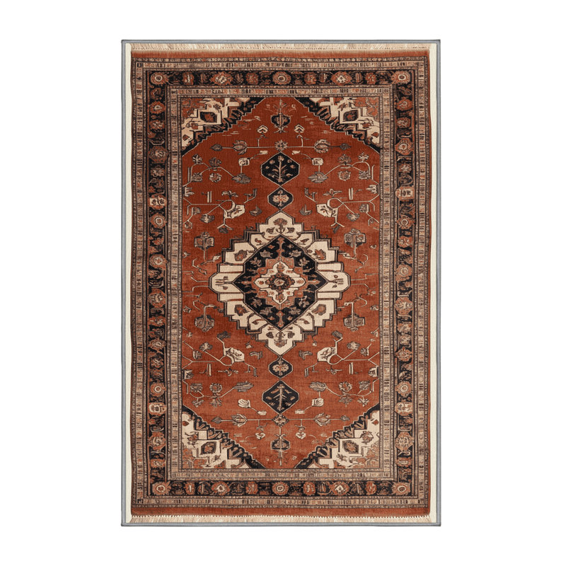 Machine Washable Persian Brown Area Rug, Rectangle 2' x 3'