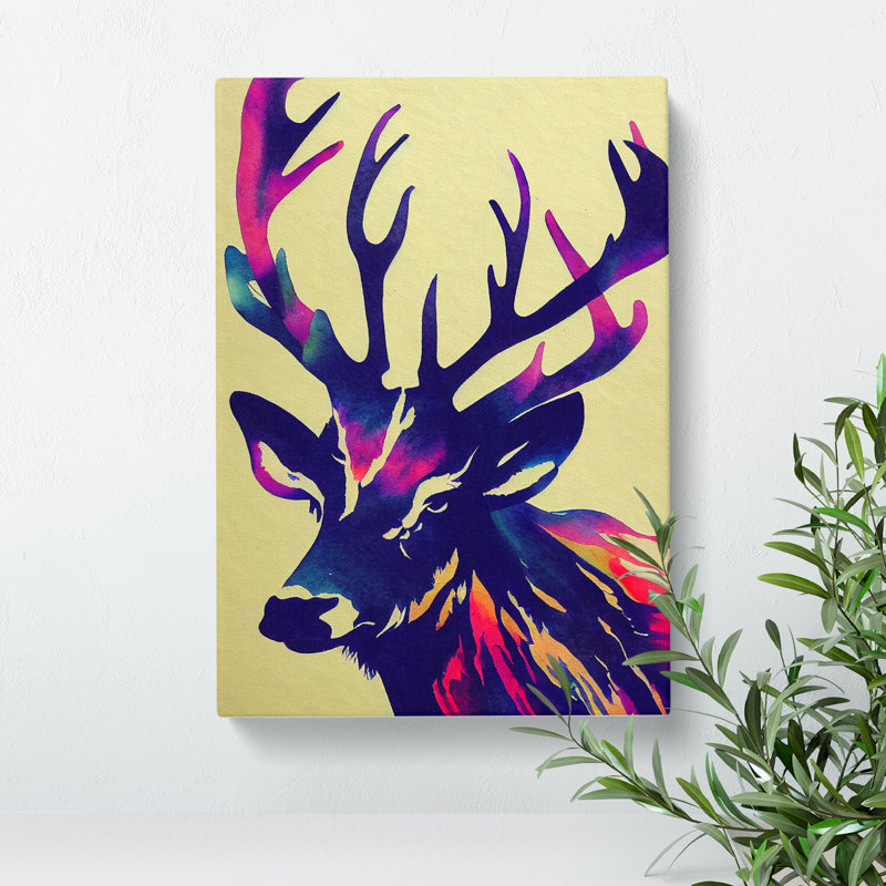 Splashed Stag No.2 - Wrapped Canvas, 60cm H x 40cm W x 3cm D