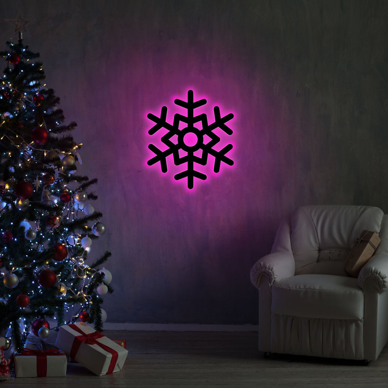 Élégant éclairage décoratif à DEL rose avec base en panneau de fibres à densité moyenne noir, 11,0 x 12,6 pouces | 60 DEL / m, 600 lumens, 3 500 K | Système de suspension murale intégré, adaptateur 12V 1A, écoénergétique, parfait pour la décoration intérieure et l'ambiance