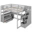 Lit mezzanine double avec bureau et tablettes, deux tiroirs intégrés, escalier de rangement, gris-523396474