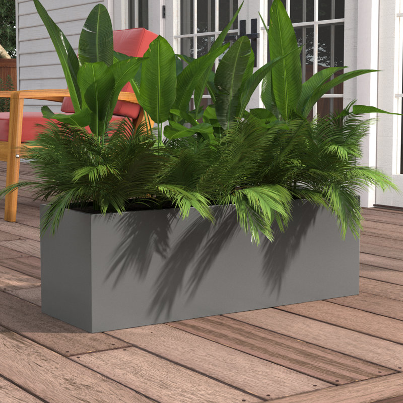 Cogburn Belmont Rectangle Planter Box, Gray, 10" H x 30" W x 10" D