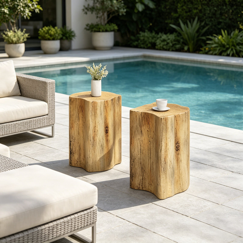 Ensemble de tables de bout irrégulières 2-en-1 MGO pour l'intérieur et l'extérieur, Brun