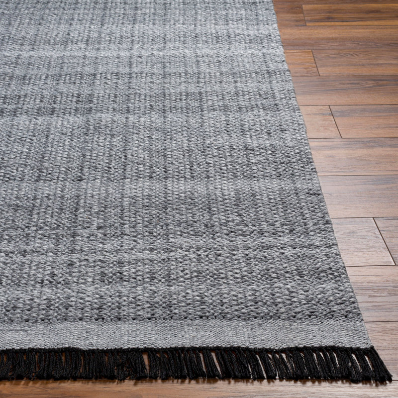 Striped Indoor / Outdoor Rug, Rectangle 8' x 10', Charcoal