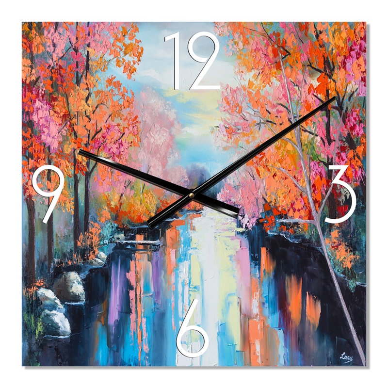 Horloge murale Autumn Forest by the River, Très grand