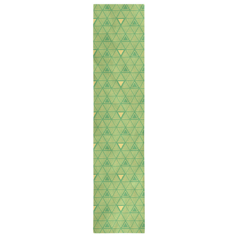 Chemin de table à triangles dessinés à la main Classic, Vert / jaune clair, 16 po x 90 po