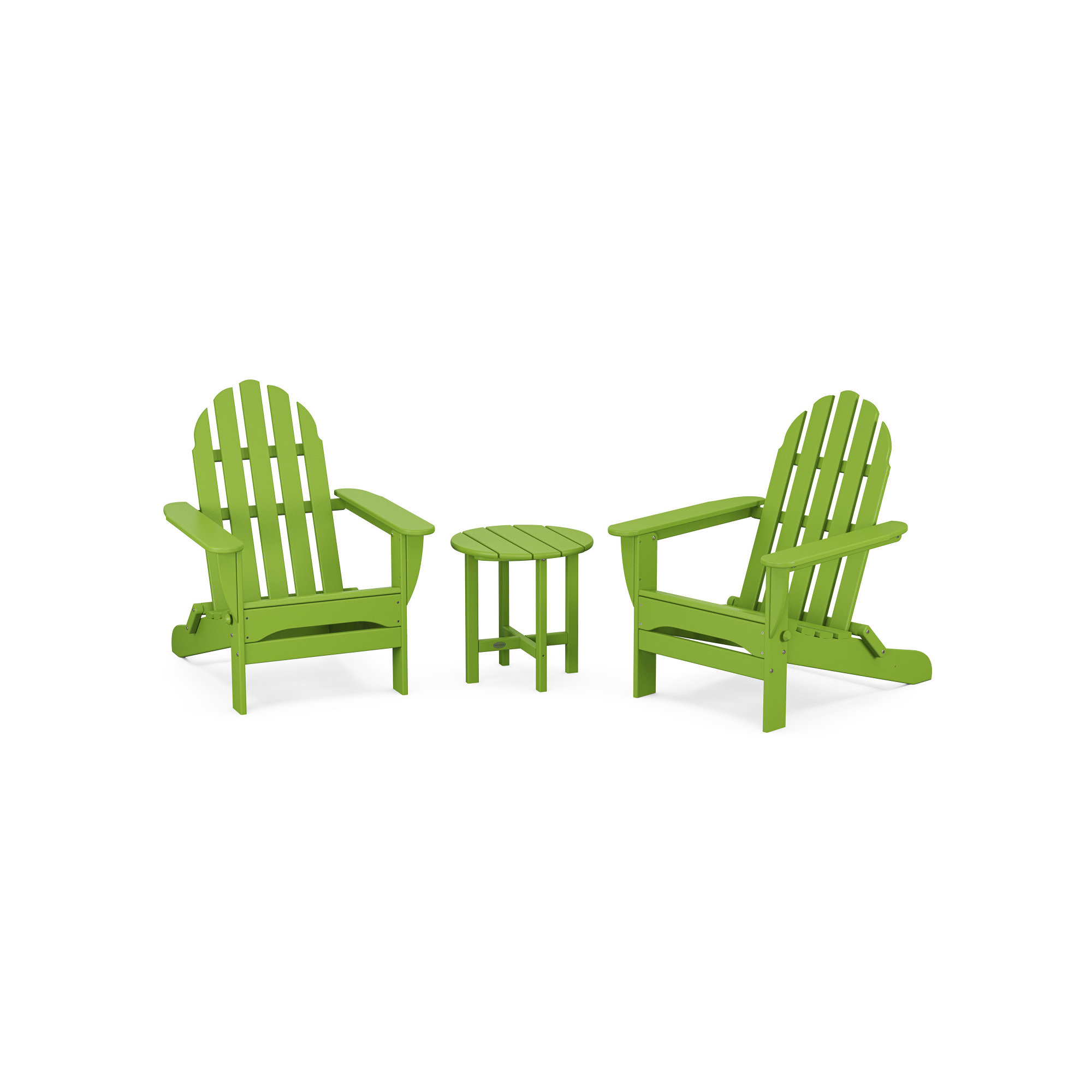 POLYWOOD Classic Folding Adirondack 3-Piece Set, Lime
