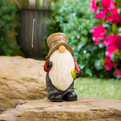 Statue de jardin gnome de pêche Kealana