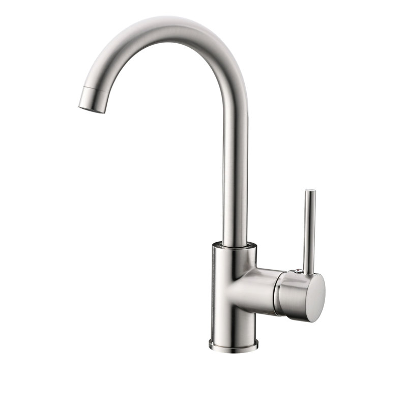 Brushed Nickel Kitchen Sink Faucet - Stainless Steel, For Modern Decor, Single Handle Steel Commercial Handle, Nickel, Long-Lasting Performance