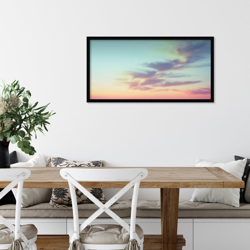 Ethereal Sunset On The Beach Sky Landscape by Stephanie Klatt, Black Framed, 33" W x 17" H x 1" D