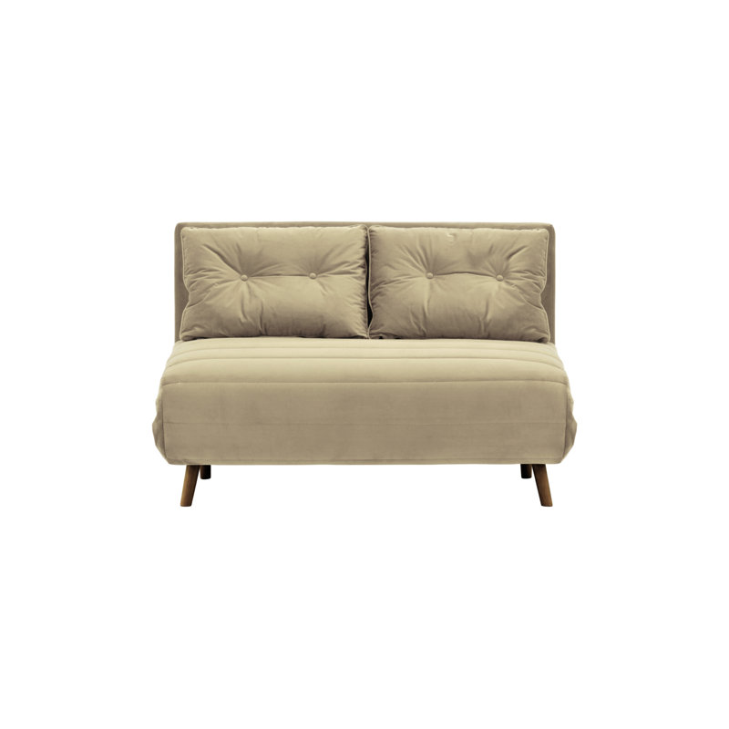Donald 2 Seater Sofa Bed,  78cm H X 142cm W X 90cm D, Dark Oak, Beige