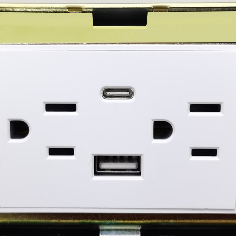 Boîtier en acier inoxydable avec prises USB et chargeurs de type C pour bureau, espace de travail 15952