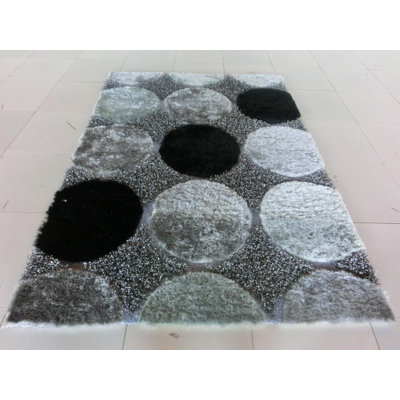 Tapis noir/gris tissé à la machine Aysegul
