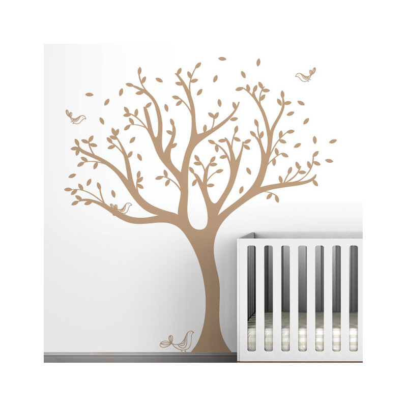 Décalcomanie murale arbre tweet, Brun pâle