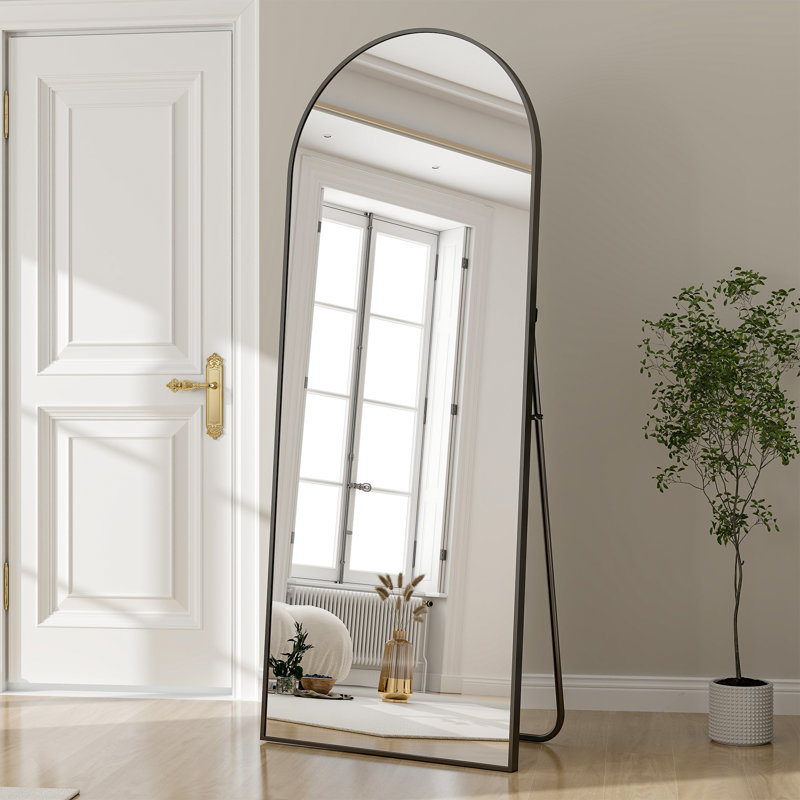 Aluminium Flat Mirror, Black, 165.1cm H x 61cm W