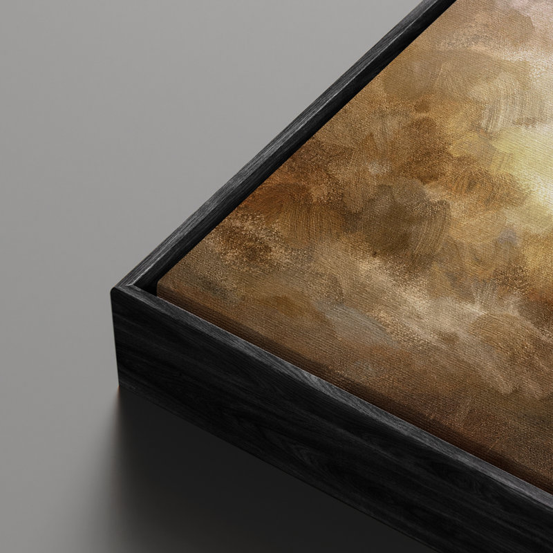 «Abstract Earth Tone Landscape with Radiant Light», reproduction d'art encadrée, H 16 po x l 24 po, Noir