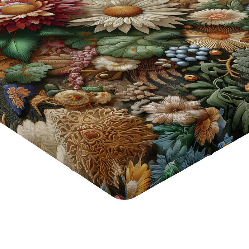 Microfiber Floral Fitted Sheet, Twin XL