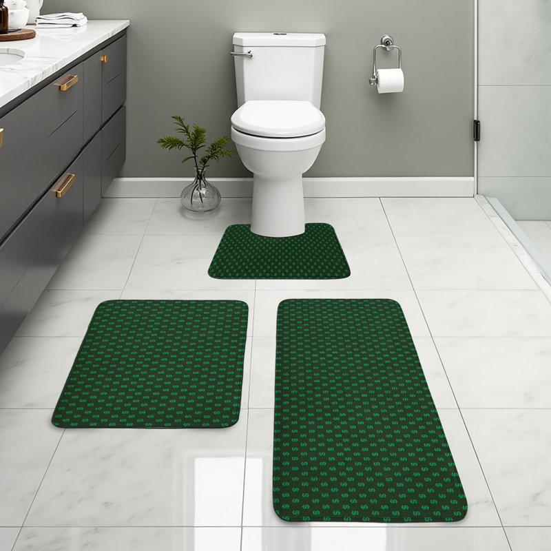  Ensemble de tapis pour salle de bain 3 pièces en argent et argent