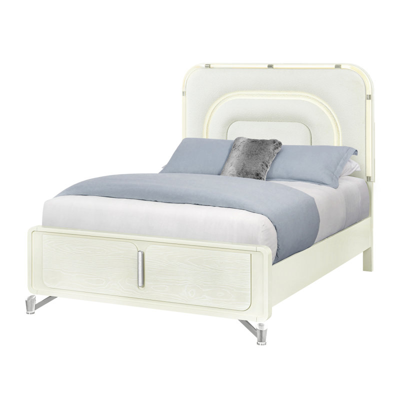 Grand lit Nora Beige avec DEL, Grand lit