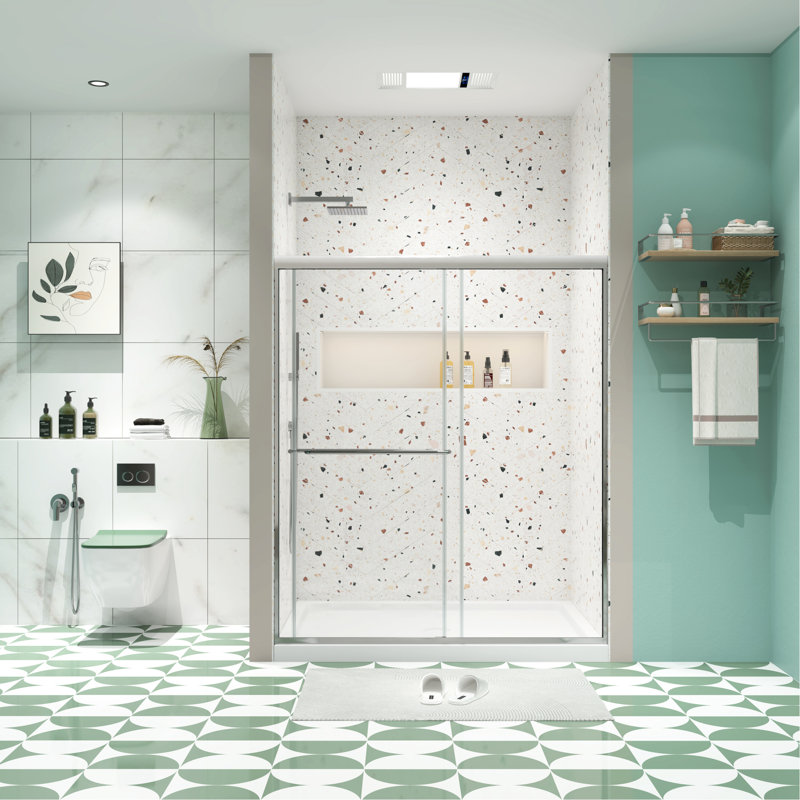 Bypass Shower Door - 50 54" X 70", Chromed Finish, 1/4" Tempered Glass, 36000 Times Test, Leak Function Sliding Chromed, Easy Install, Leak Resistance System