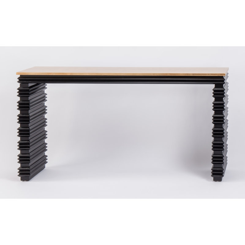 62'' Stone Top Console Table, Goldleaf, Black