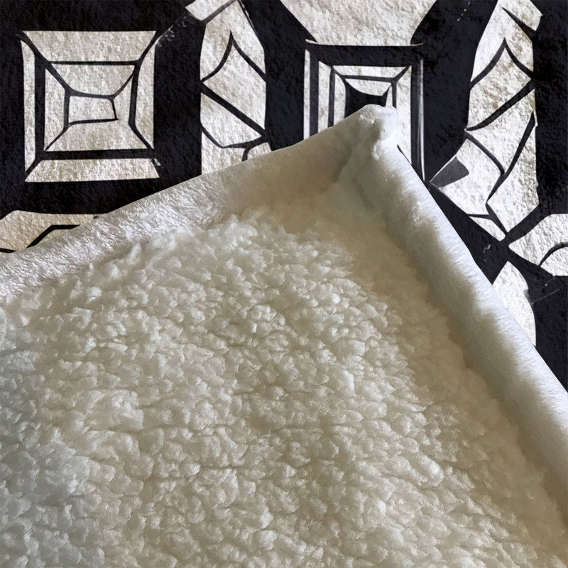 Throw Blanket, 51" W x 60" L, Geometric Shapes/Abstract, Black/White