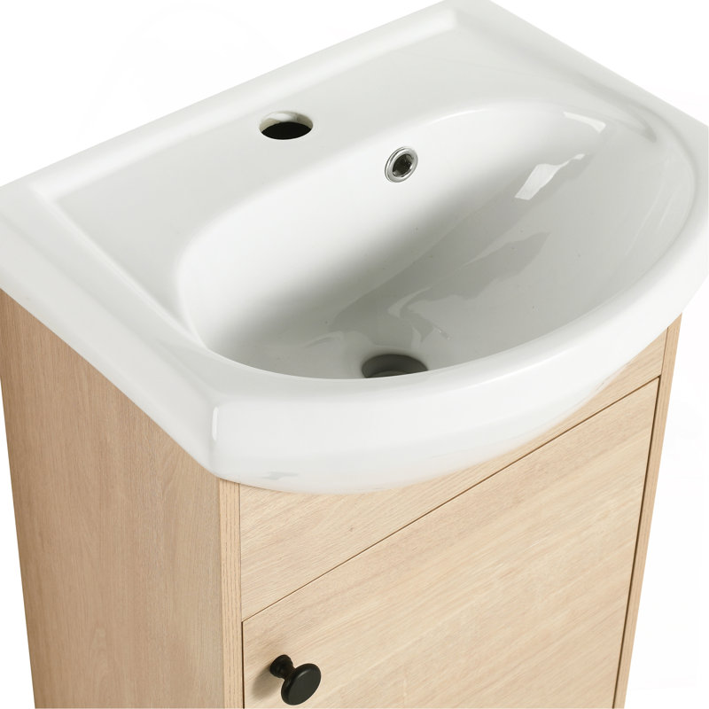 Petit meuble-lavabo autoportant de 18 pouces avec petit lavabo avec lavabo, meuble-lavabo et lavabo combiné (KD-PACKING)