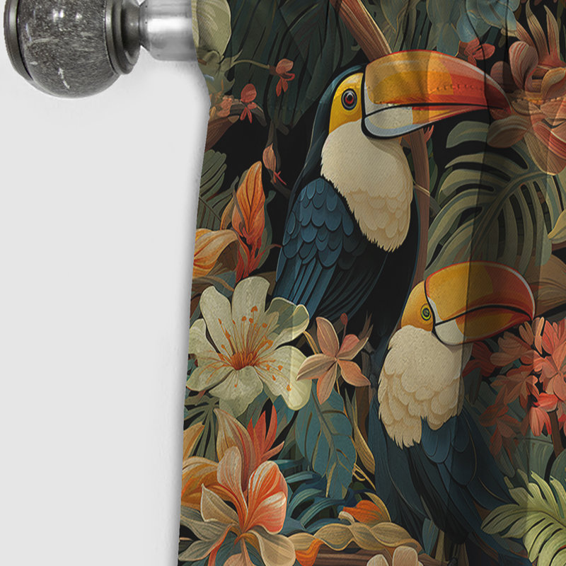 Tapisserie Toucan - motif tropical - rideau à motif floral - 1 rideau, L 52 po x L 95 po