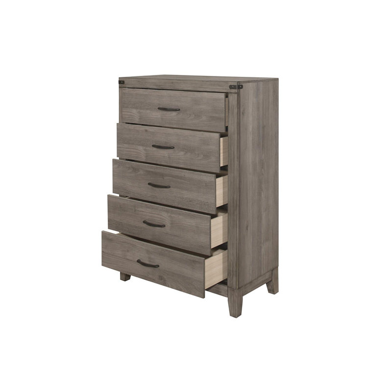 Ensemble de chambre à coucher à panneau de bois Aelan 3-4_Tiffanie, Gris foncé, Simple