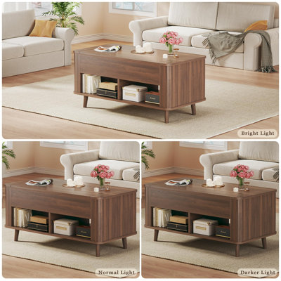 Table basse à plateau relevable de 41 po avec rangement dissimulé