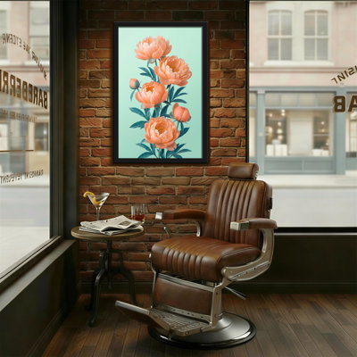 Plantes et fleurs pivoines sur fond menthe