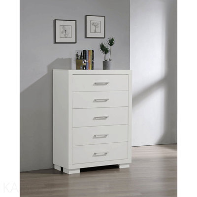 White 5-Drawer Bedroom Chest