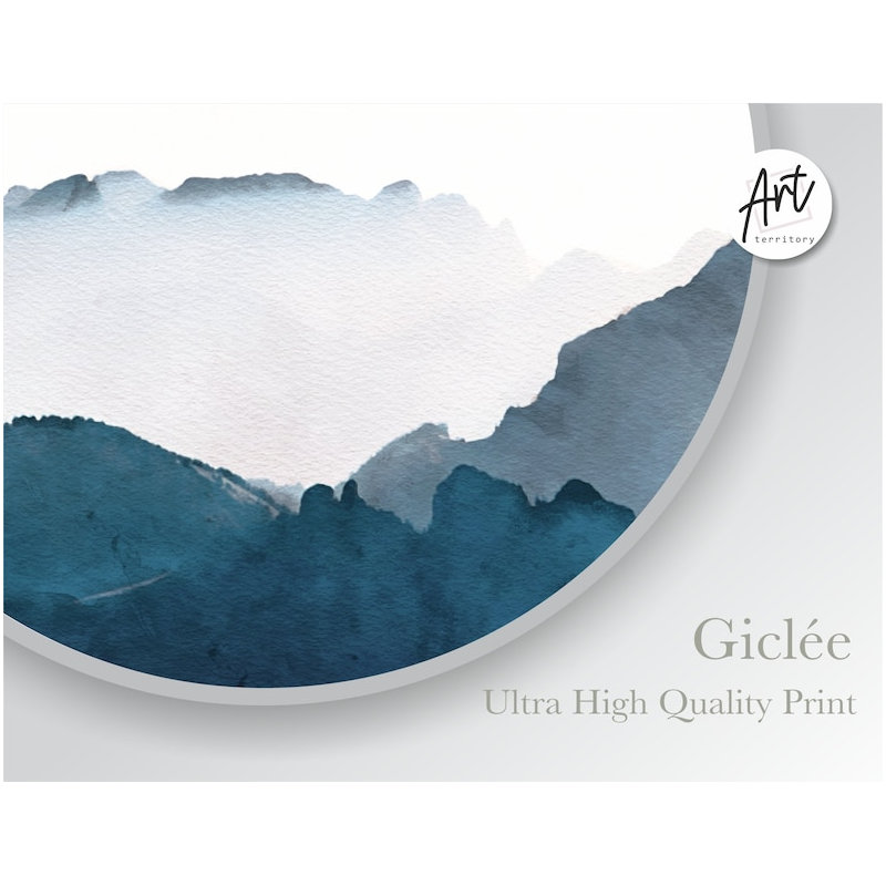 Aquarelle, montagnes bleues, art mural, parc national, Toile tendue, H 20 po x l 48 po x P 0,75 po