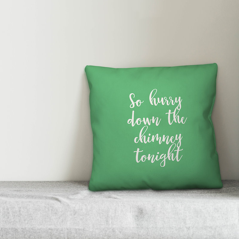  Coussin décoratif So Hurry Down the Chimney Tonight, Vert clair, Coussin décoratif