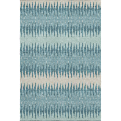 Premium Machine Washable Prisco Teal Rug